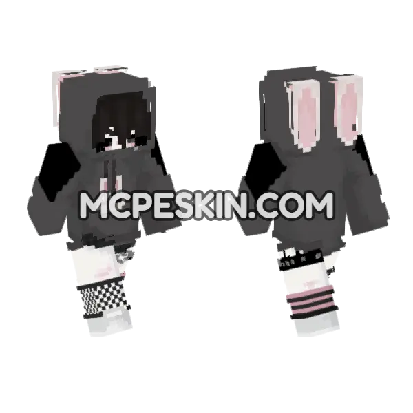 Bunny Boy Hoodie Minecraft Bedrock skin, front and back