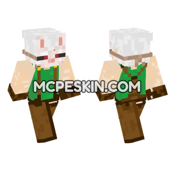 Bunny SMP Character Human Minecraft Bedrock skin, front and back