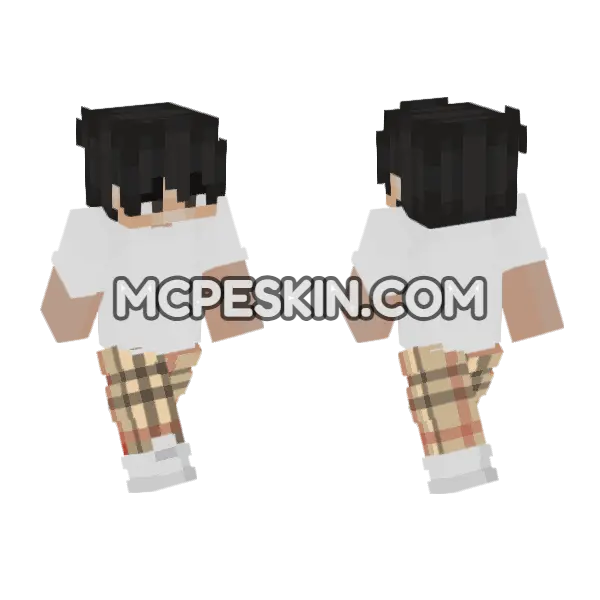 Burberry Check Outfit Minecraft Bedrock skin, front and back