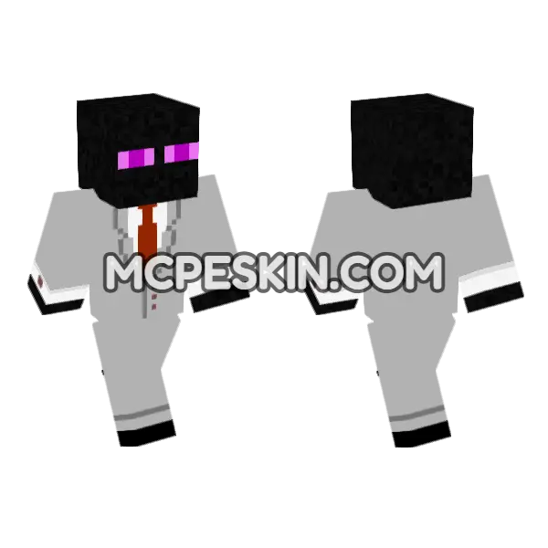 Business Enderman Minecraft Bedrock skin, front and back