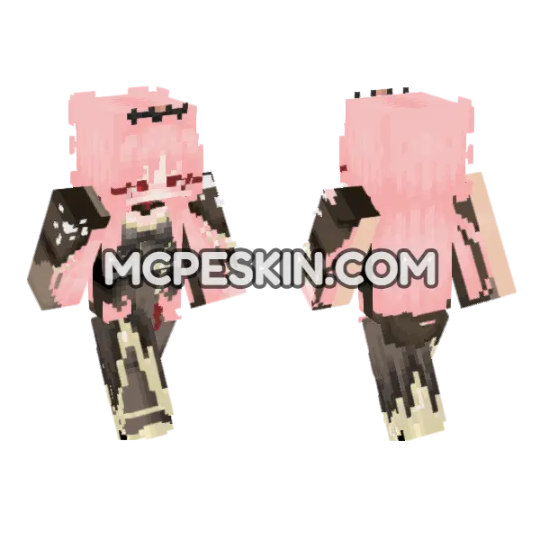 Calliope Mori Hololive Anime Girl Minecraft Bedrock skin, front and back