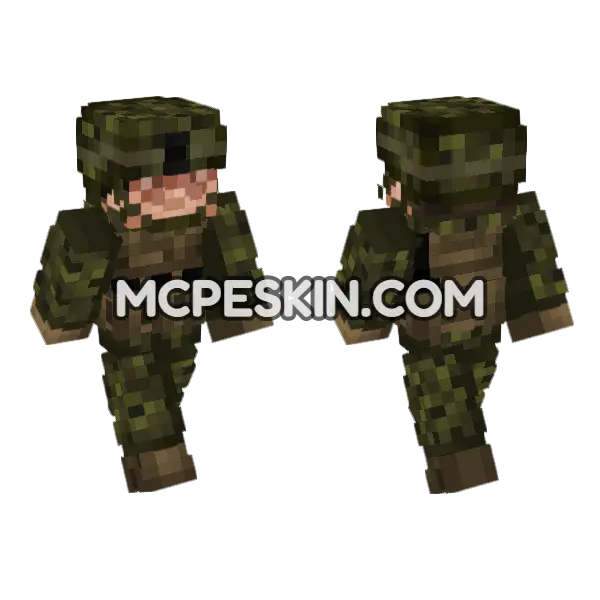 Canadian Army Soldier V4 Minecraft Bedrock skin, front and back