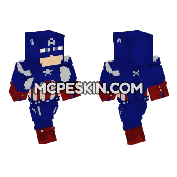 Captain America Marvel Avengers Minecraft Bedrock skin, front and back