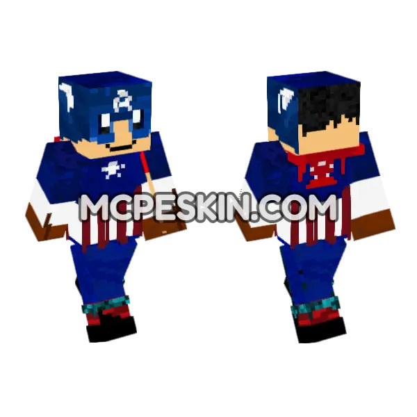 Captain America Skin Minecraft Bedrock skin, front and back