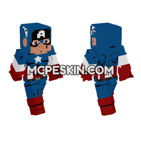 Captain America Steve Rogers Marvel Minecraft Bedrock skin, front and back