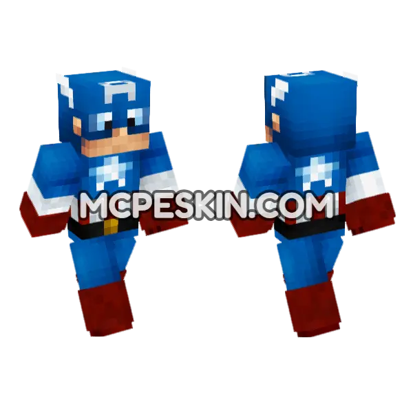 Captain America Suit Minecraft Bedrock skin, front and back