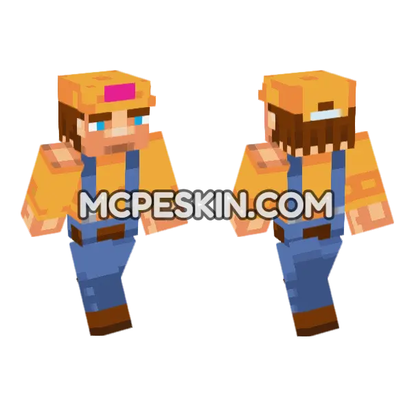 Carpenter With Hat Minecraft Bedrock skin, front and back
