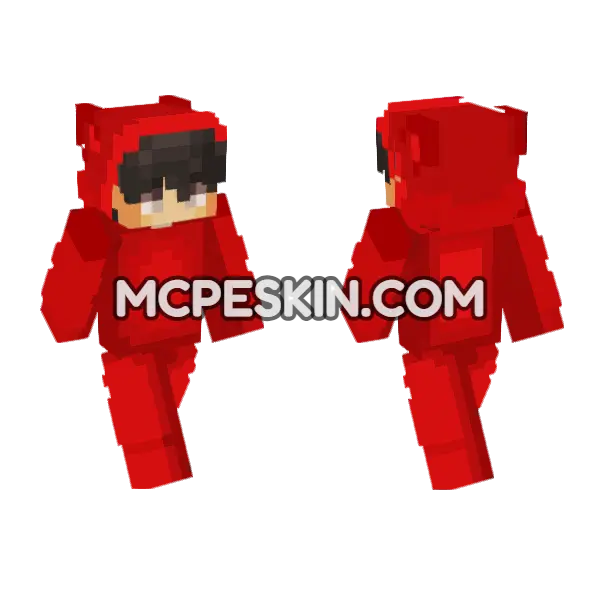 Cashtv Red Outfit Minecraft Bedrock skin, front and back