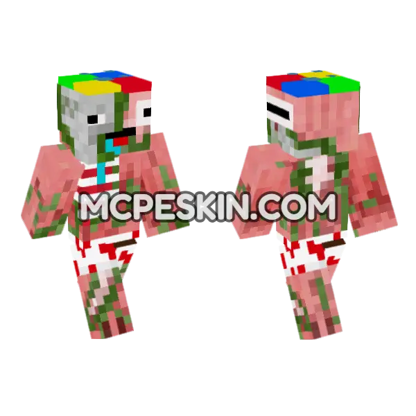 Casual Pigman Minecraft Bedrock skin, front and back