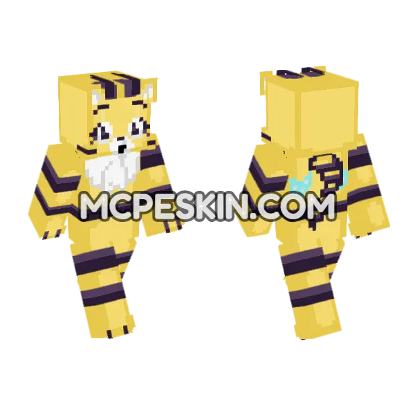 Cat Bee Minecraft Bedrock skin, front and back