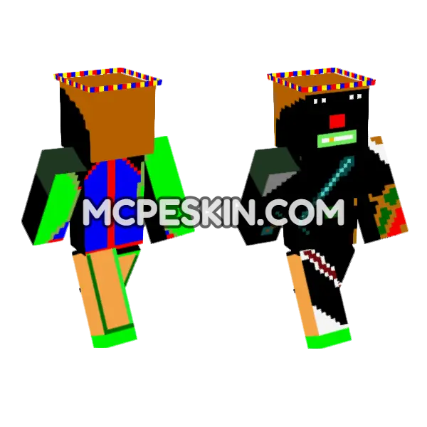 Chain Flamer Skin Minecraft Bedrock skin, front and back
