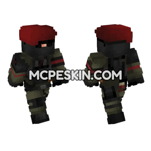 Chaos Insurgency Commando Minecraft Bedrock skin, front and back