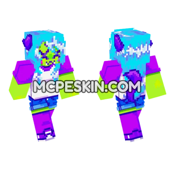 Charlotte Neon Minecraft Bedrock skin, front and back