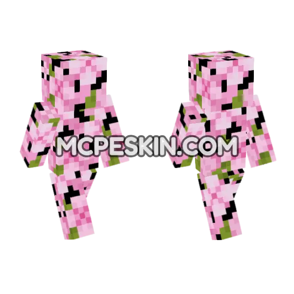 Cherry Leaves Outfit Minecraft Bedrock skin, front and back