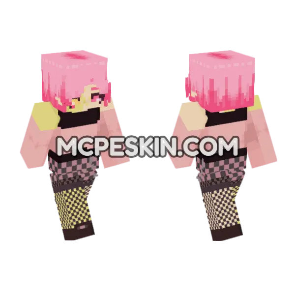 Cherry Pink Outfit Minecraft Bedrock skin, front and back