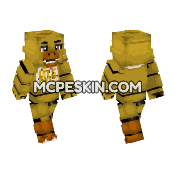 Chica The Chicken Minecraft Bedrock skin, front and back