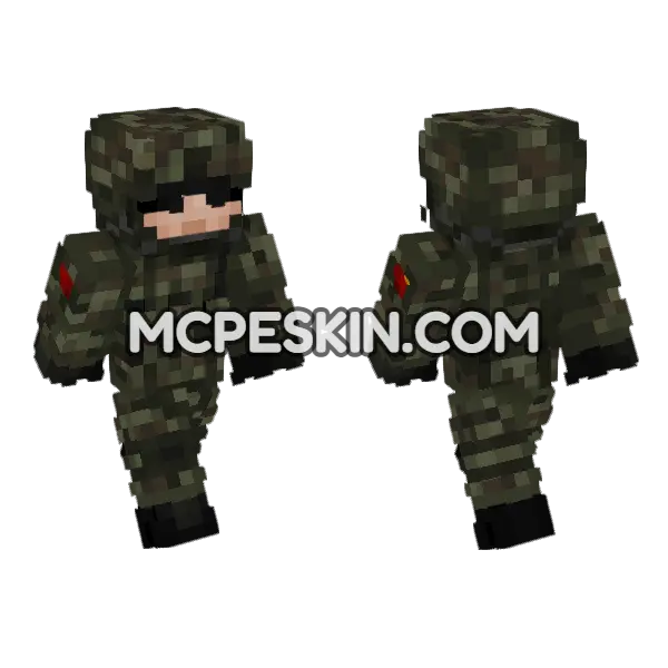 China Peoples Liberation Army Soldier Minecraft Bedrock skin, front and back