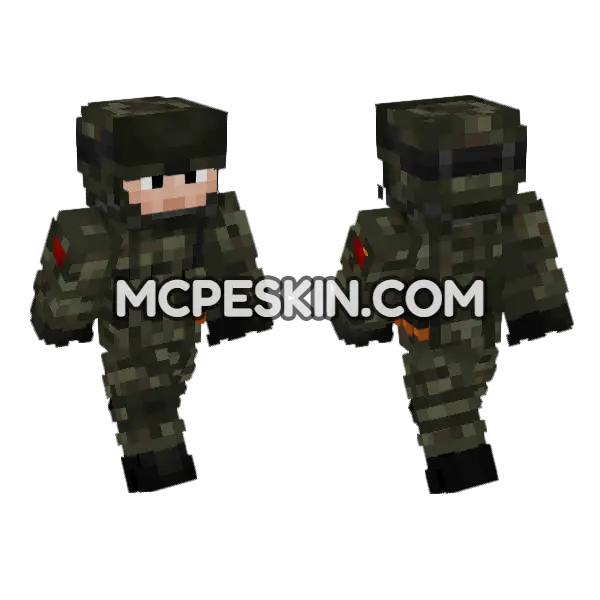 China Peoples Liberation Army Soldier Minecraft Bedrock skin, front and back