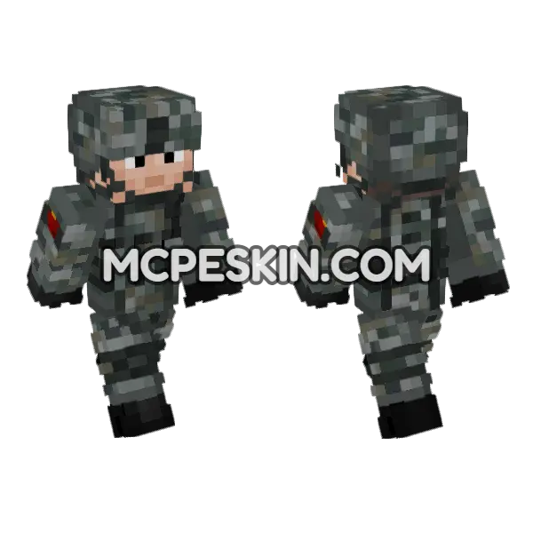 China Peoples Liberation Army Soldier Minecraft Bedrock skin, front and back