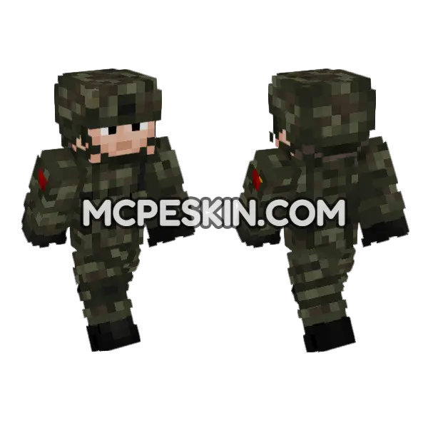 China Peoples Liberation Army Soldier V7 Minecraft Bedrock skin, front and back