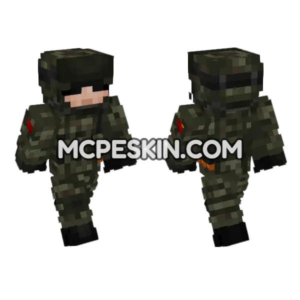 China PLA Soldier Minecraft Bedrock skin, front and back