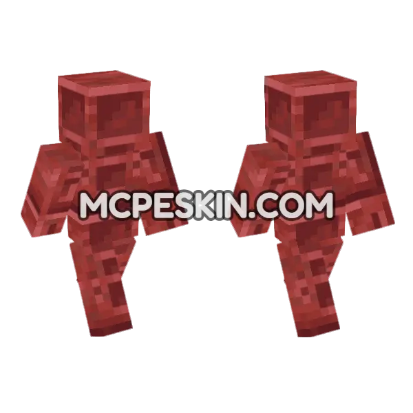 Chiseled Cinnabar Minecraft Bedrock skin, front and back