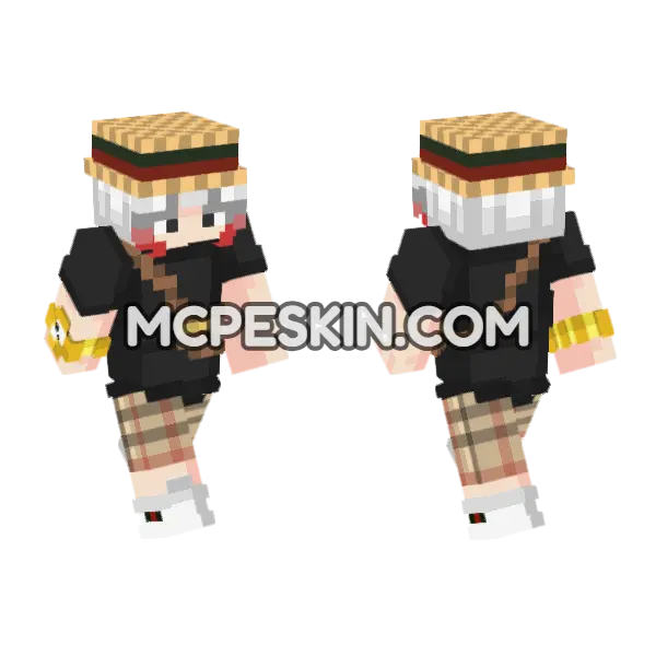 Chloe With Gold Chain Minecraft Bedrock skin, front and back
