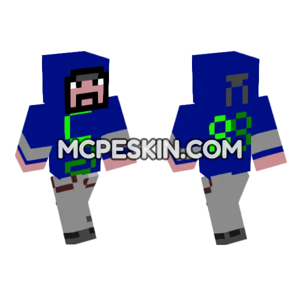 Cicciogamer89 Blue Outfit Minecraft Bedrock skin, front and back