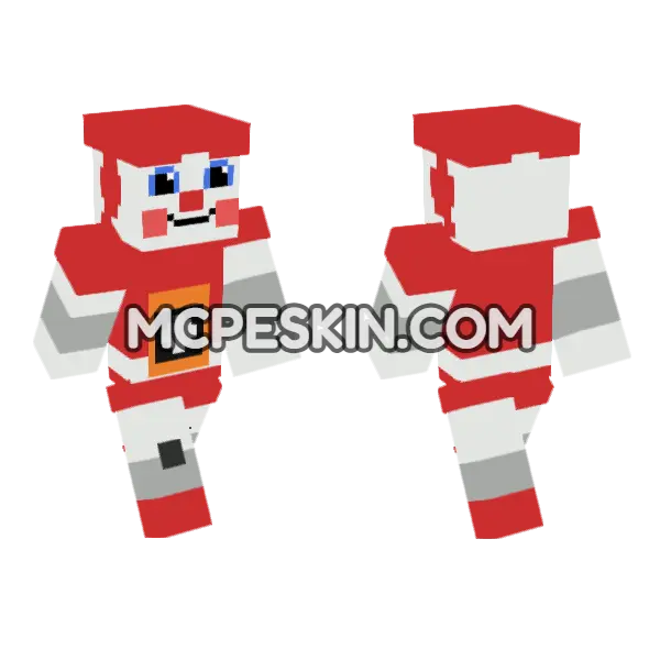 Circus Baby 8 Bit Minecraft Bedrock skin, front and back