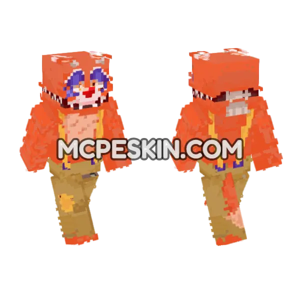 Circus Foxy Skin Minecraft Bedrock skin, front and back