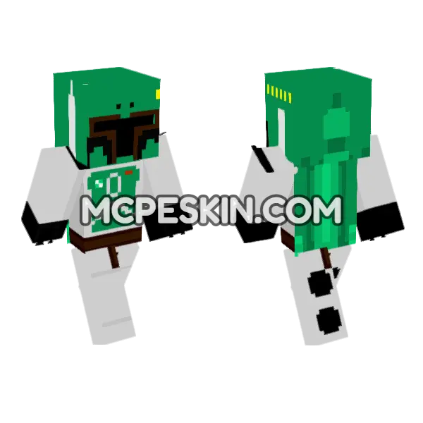 Classic Lego Star Wars Boba Fett Minecraft Bedrock skin, front and back