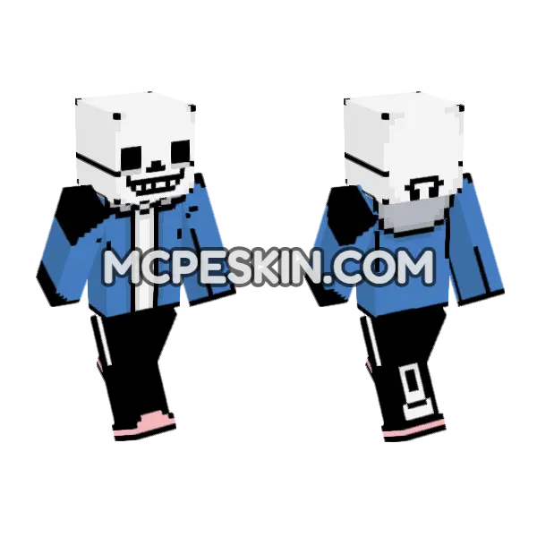 Classic Sans Undertale Minecraft Bedrock skin, front and back