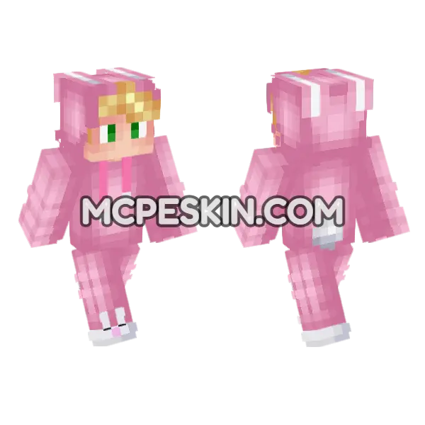 Clemente Pink Bunny Minecraft Bedrock skin, front and back