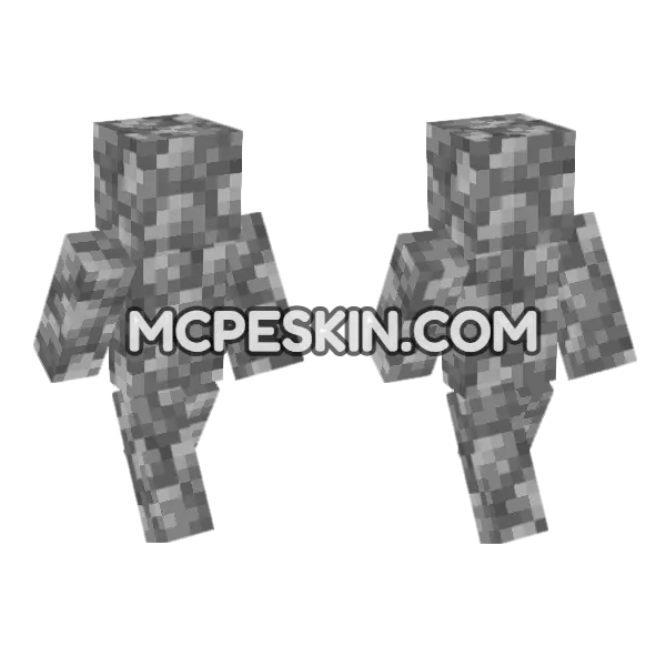 Cobblestone Hide Skin 8 Minecraft Bedrock skin, front and back