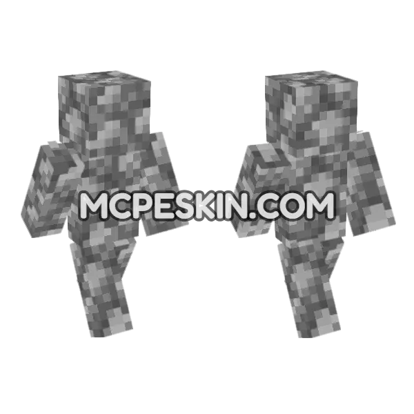 Cobblestone Skin Minecraft Bedrock skin, front and back