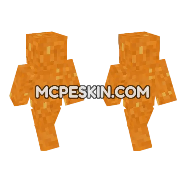 Concrete Powder Orange Minecraft Bedrock skin, front and back