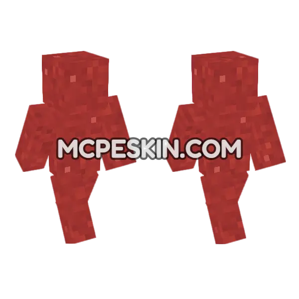 Concrete Powder Red Minecraft Bedrock skin, front and back