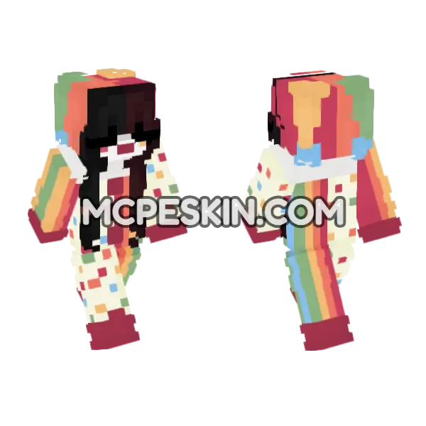 Confetti Clown Outfit Minecraft Bedrock skin, front and back
