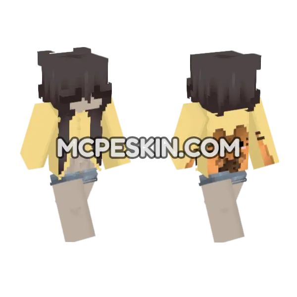Cookie Cat Outfit Minecraft Bedrock skin, front and back