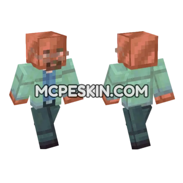 Copper Golem Skin Minecraft Bedrock skin, front and back