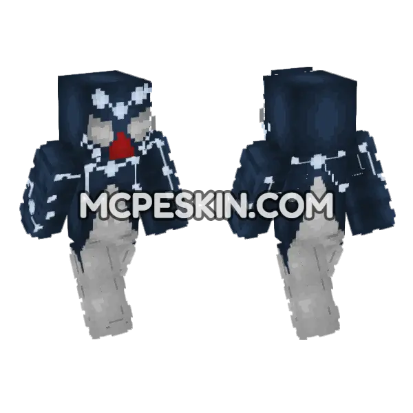 Cosmic Spider-Man Peter Parker Minecraft Bedrock skin, front and back