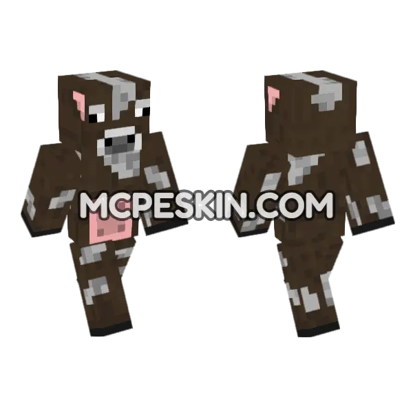 Cow Man Minecraft Bedrock skin, front and back