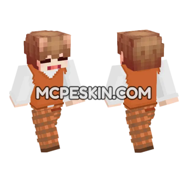 Cozy Plaid Sweater Girl, front and back