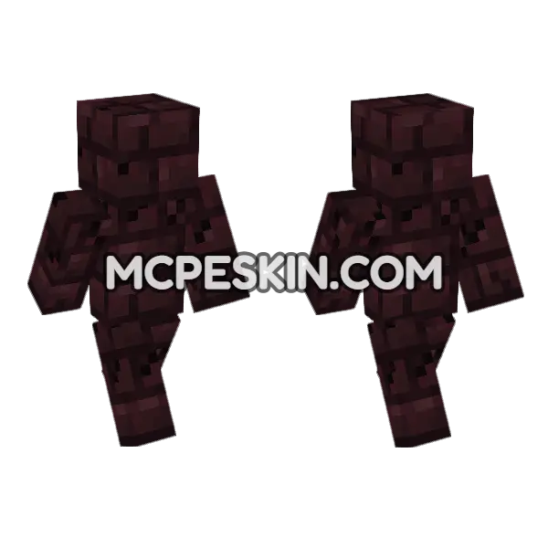 Cracked Nether Bricks Minecraft Bedrock skin, front and back
