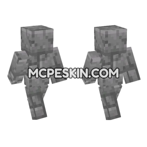 Cracked Stone Bricks Minecraft Bedrock skin, front and back