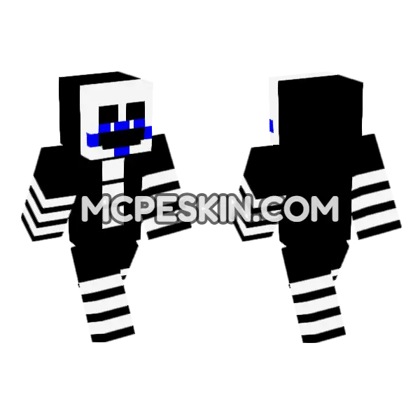 Craft FNAF 2 Puppet Azul Minecraft Bedrock skin, front and back