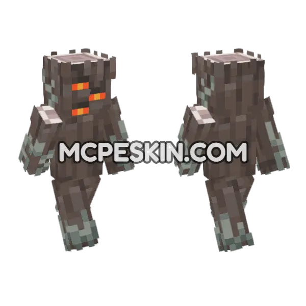 Creaking Stone Golem Minecraft Bedrock skin, front and back
