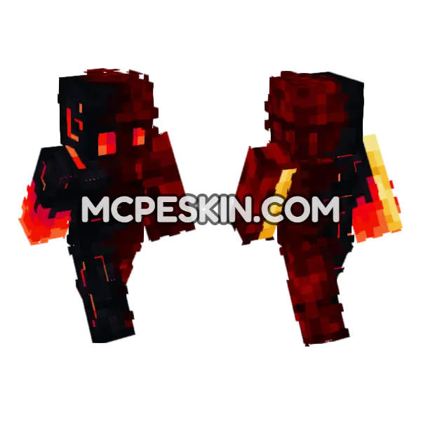 Crimson Cataclysm Minecraft Bedrock skin, front and back
