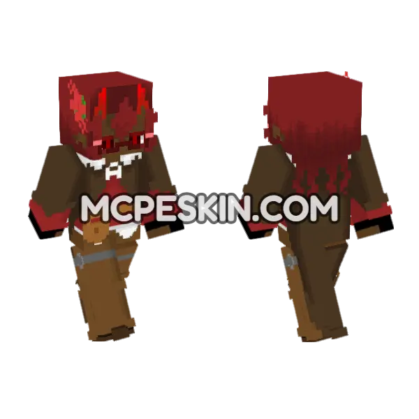 Crimson Horned Beast Minecraft Bedrock skin, front and back