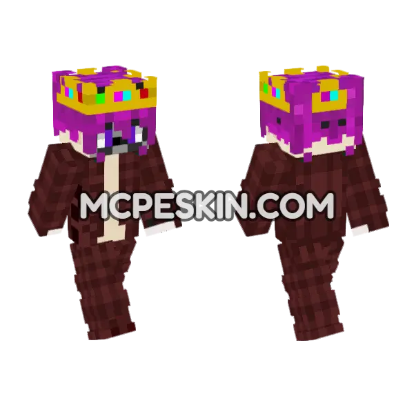 Crown Full Red Rgirl Minecraft Bedrock skin, front and back